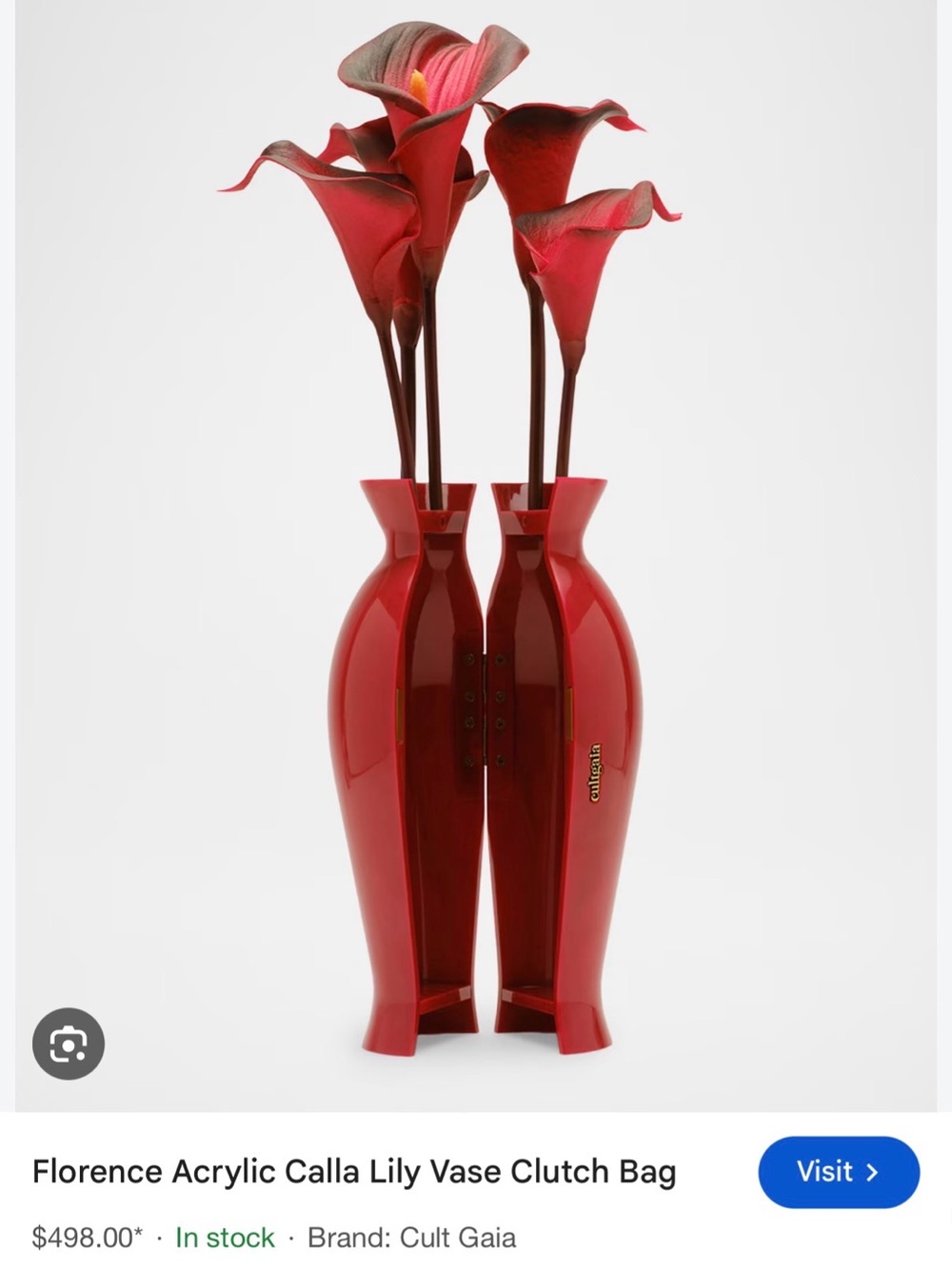 Cult Gaia Red Ceramic Vase clutch with Calla Lillies like brand new with box - Picture 3 of 4